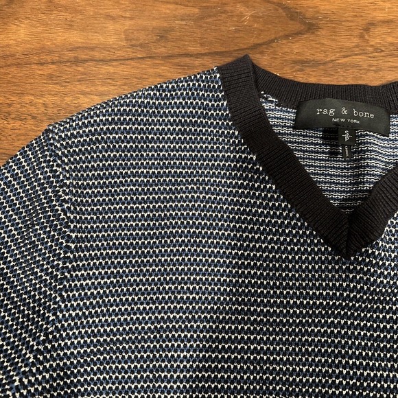 Rag And Bone Sweater Men’s Small V-Neck Blue - Picture 3 of 13